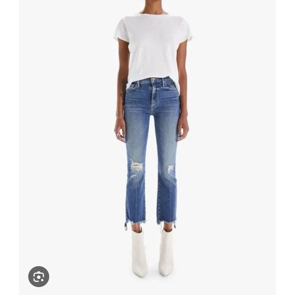 MOTHER The Insider Crop Step Chew In Dancing On Coals Jeans Size 25 - Picture 3 of 15